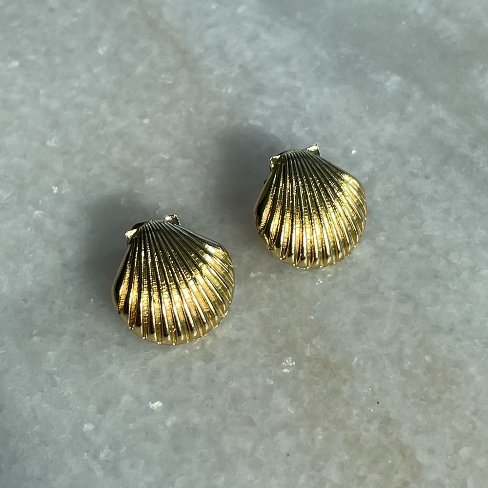 - Brand new seashell gold earrings